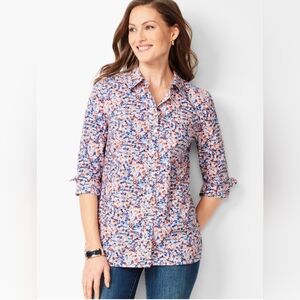 Talbots XS Floral Button-Up Shirt cotton